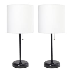 LimeLights 19.5 in. Matte White Table Lamp with Charging Outlet