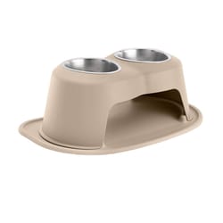 WeatherTech Taupe Plastic 32 oz Double Pet Feeder For Cats/Dogs