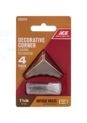 Ace Antique Brass Decorative Corner 0.6 in. 1.25 in. 4 pk