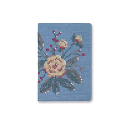 Denik Embroidered Journal 6 in. W X 8 in. L Sewn Bound Multicolored Cross Stitch Flowers Notebook