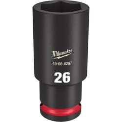 Milwaukee Shockwave 26 mm X 1/2 in. drive Metric/SAE 6 Point Deep Impact Socket 1 pc