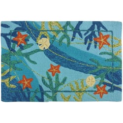 Homefires 22 in. W X 34 in. L Multi-Color Underwater & Coral Starfish Polypropylene Accent Rug