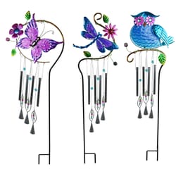 Meadow Creek Assorted Glass/Metal 28 in. H Windchime Outdoor Garden Stake