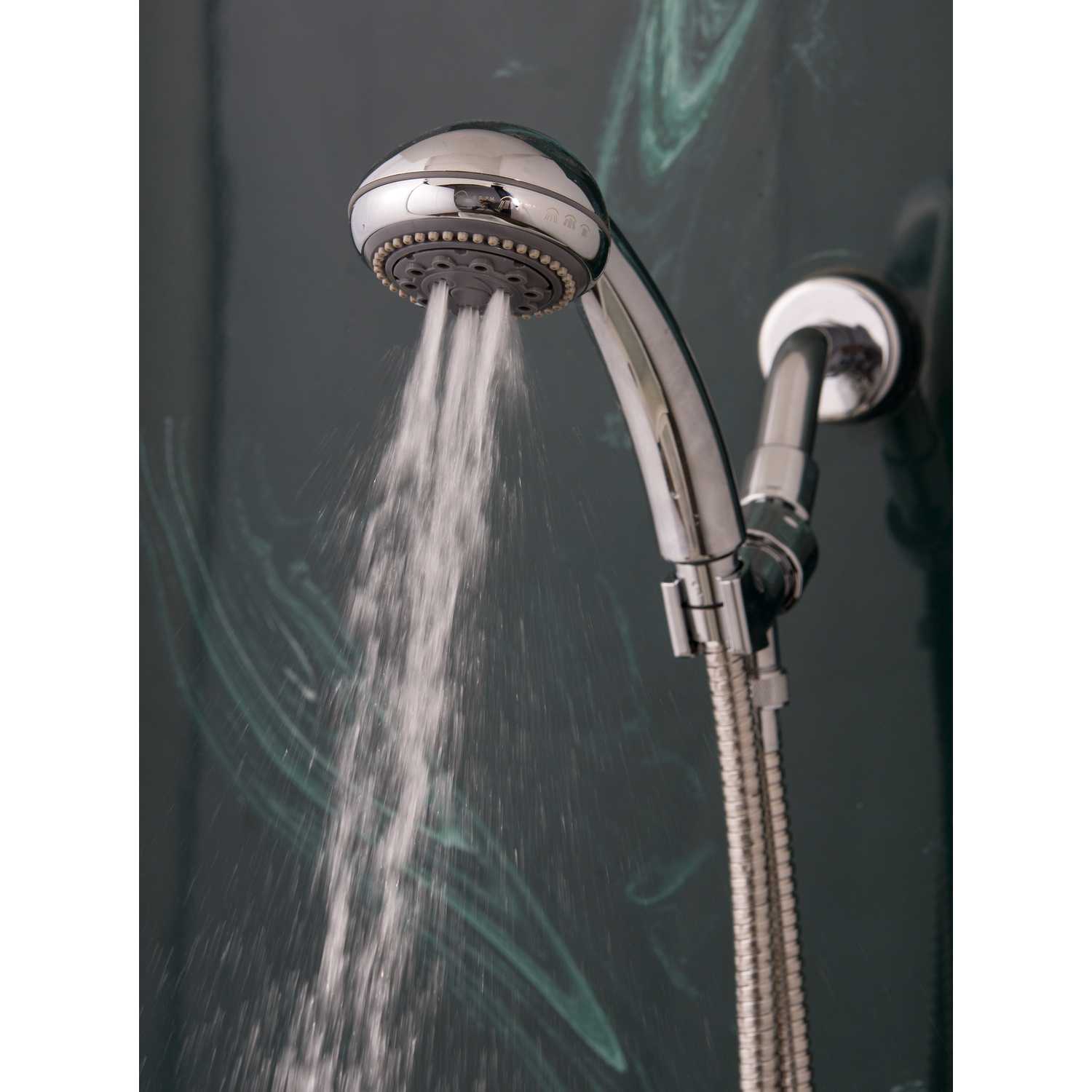 Whedon Champagne Massage Chrome Plastic 5 settings Handheld Showerhead
