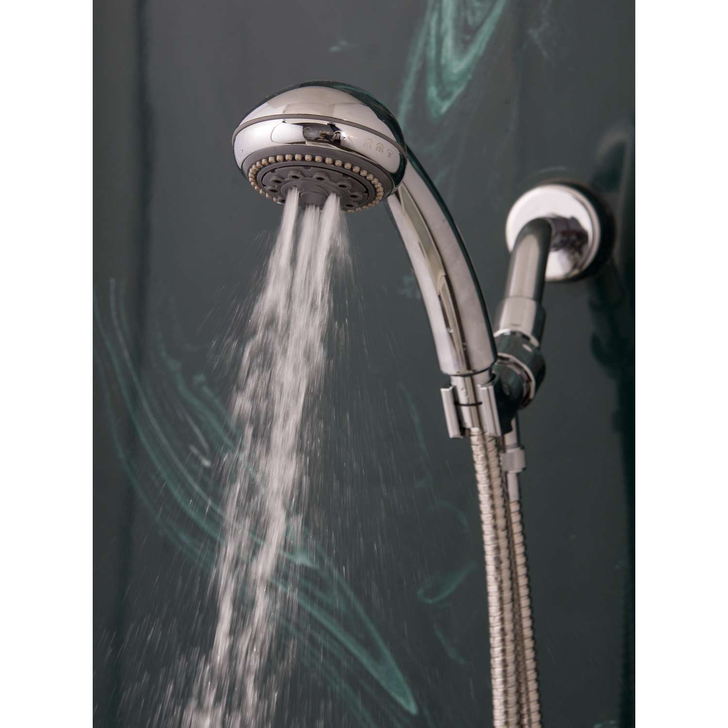 Whedon Champagne Massage Chrome Plastic 5 settings Handheld Showerhead
