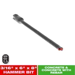 Diablo 3/16 in. X 8 in. L Carbide Tipped 2-Cutter Hammer Drill Bit SDS-Plus Shank 1 pk