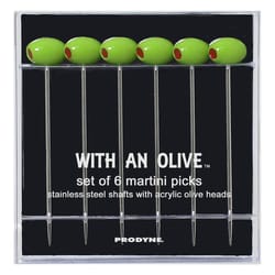 Prodyne With An Olive Green/Silver Acrylic Martini Picks