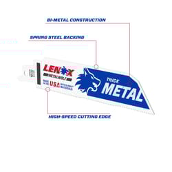 Lenox METALWOLF 6 in. Bi-Metal WAVE EDGE Reciprocating Saw Blade 14 TPI 5 pk