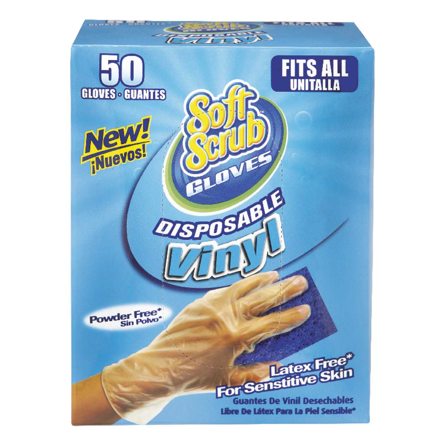 Soft Scrub Vinyl Disposable Gloves One Size Fits All Clear 50 pk Ace