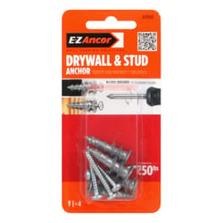 E-Z Ancor 1/4 in. D X 1-1/4 in. L Zinc Phillips Head Drywall Anchors 4 pk