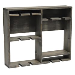 Elegant Designs Bartow 16.4 in. H X 19.7 in. L Rustic Gray Wood Wine Rack Shelf with Glass Holder