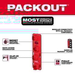 Milwaukee PACKOUT SHOP STORAGE Garage Organizer Battery Rack Black/Red