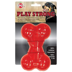 Spot Play Strong Red Solid TPR Rubber Bone 1 pk