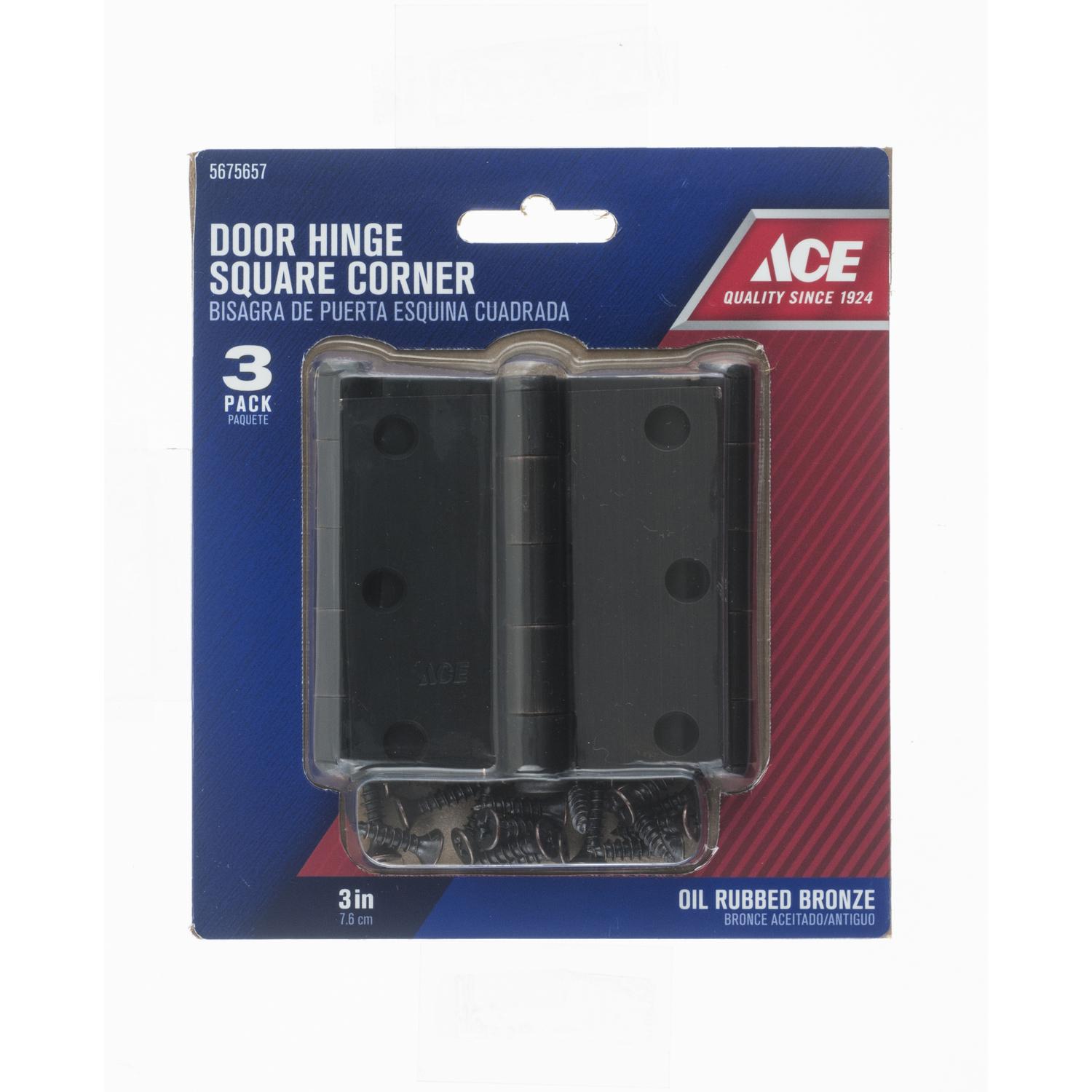 Ace 3 in. L Oil Rubbed Bronze Door Hinge 3 pk - 01-3550-302 - Hardware Accessories  sku 01-3550-302