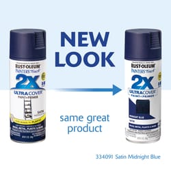 Rust-Oleum Painter's Touch 2X Ultra Cover Satin Midnight Blue Paint+Primer Spray Paint 12 oz