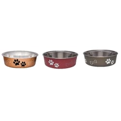 Loving Pets Assorted Bones and Paw Prints Stainless Steel 4 cups Pet Bowl For Dog