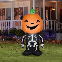 Gemmy Airblown 4.5 ft. LED Prelit Pumpkin Boy Skeleton Inflatable
