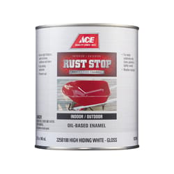 Ace Rust Stop Indoor/Outdoor Gloss White High-Hide Base Oil-Based Enamel Rust Prevention Paint 1 qt