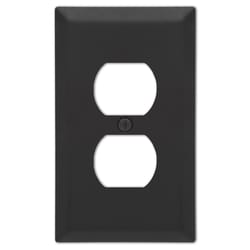 Amerelle Century Matte Black 1 gang Stamped Steel Duplex Wall Plate 1 pk