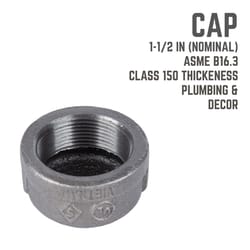 STZ Industries 1-1/2 in. FIP each Black Malleable Iron Cap