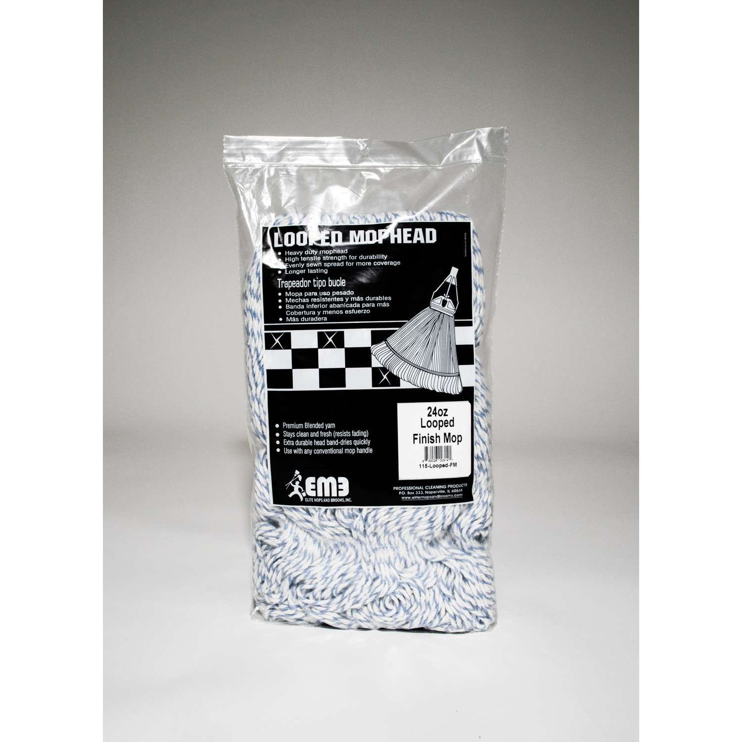 Elite Mops and Brooms 24 oz Looped Cotton/Synthetic Blend Mop Refill