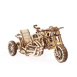 UGears Motorcycle Scrambler Mechanical Model Kit Tan 380 pc