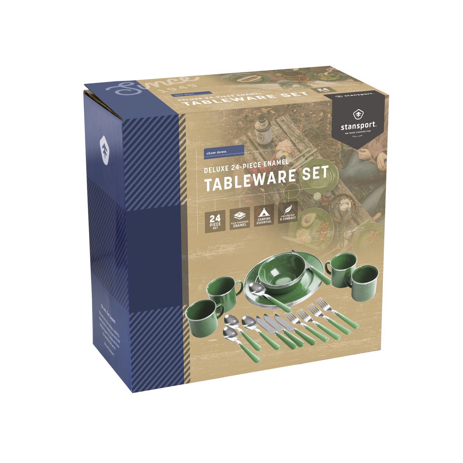 Stansport Green Tableware Set 24 pc Sansujyuku sansujyuku.com