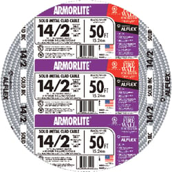 Southwire Armorlite 50 ft. 14/2 Solid Aluminum Armored MC Cable