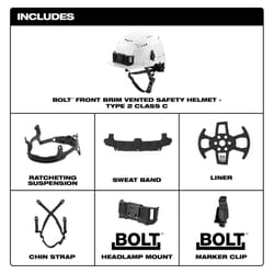 Milwaukee BOLT Ratchet Type II Class C Safety Helmet Black Vented