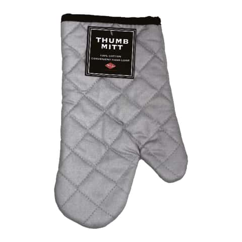 Black Cotton Oven Mitt - Flame Retardant, with Thumb Guard - 13 3