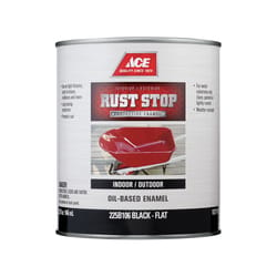 Ace Rust Stop Indoor and Outdoor Flat Black Oil-Based Enamel Rust Prevention Paint 1 qt