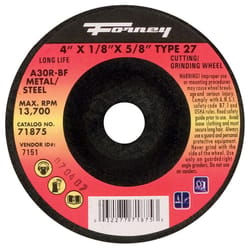Forney 4 in. D X 5/8 in. in. Metal Grinding Wheel