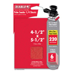 Diablo 5-1/2 in. L X 4-1/2 in. W 220 Grit Aluminum Oxide Sanding Sheet 6 pk