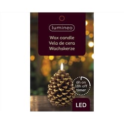 Lumineo LED Brown Pinecone Candle 5 in.