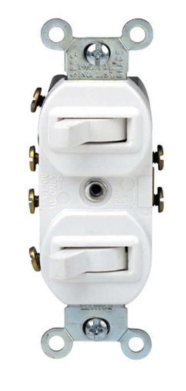 Leviton 15 amps Three Pole Toggle Duplex Combination Switch White 1 pk - 05243-0WS - Electrical Switches  sku 05243-0WS