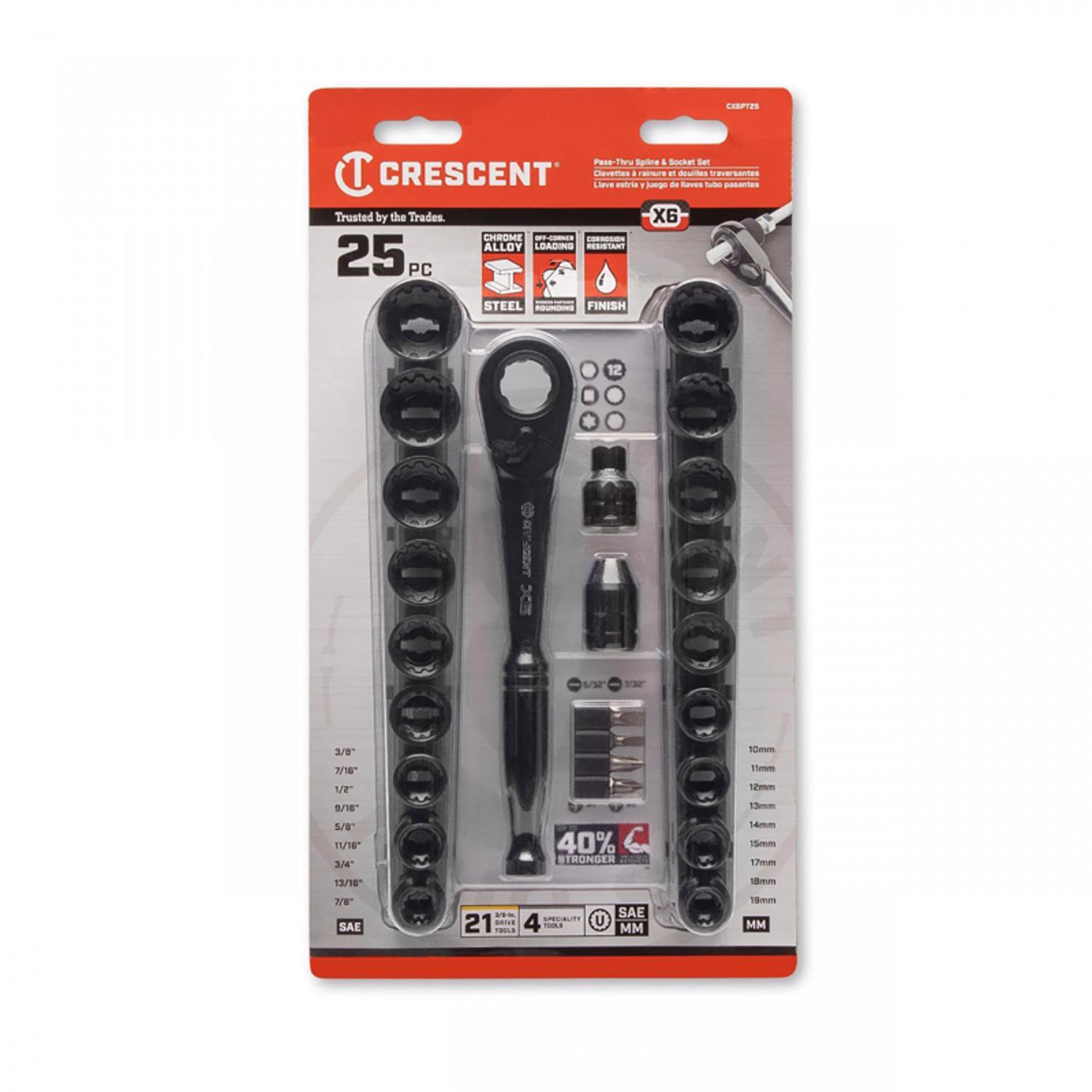 Crescent X6 3/8 in. drive Metric and SAE 12 Point Socket and Ratchet Set 25 pc Sansujyuku sansujyuku.com