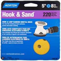 Norton Hook & Sand 5 in. Aluminum Oxide Hook and Loop A290 Sandpaper Vacuum Disc 220 Grit Very Fine