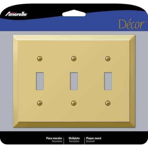 Amerelle Century Polished Brass 3 gang Stamped Steel Toggle Wall Plate 1 pk  - Ace Hardware