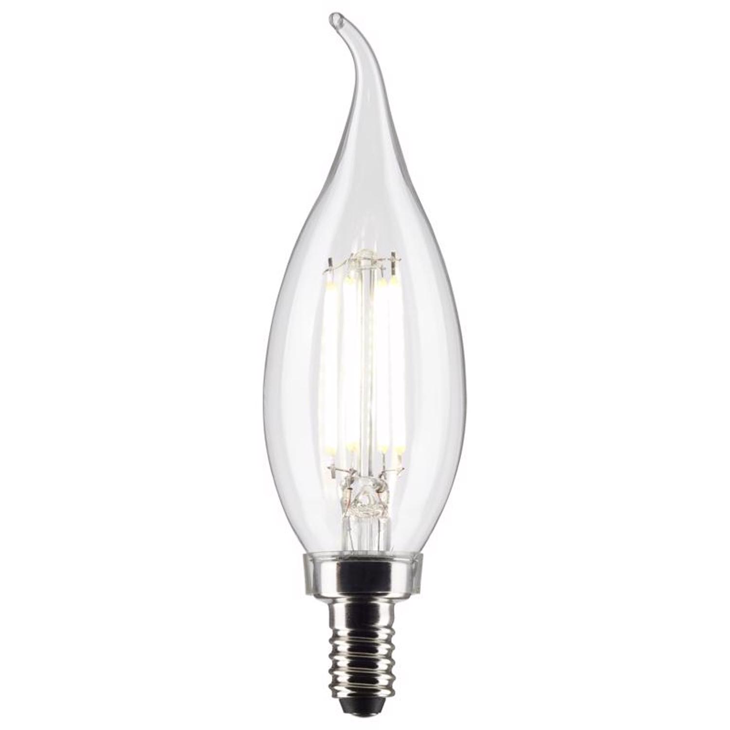 Satco CA10 (Flame Tip) E12 (Candelabra) Filament LED Bulb Warm White 60 ...