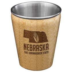 Totally Bamboo 2 oz Brown/Silver Stainless Steel/Wood Nebraska Shot Glass