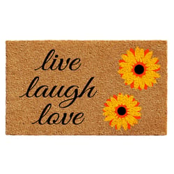 Home & More 1.42 W X 2.42 L Multi-color Sunflower Live Laugh Love Coir Door Mat