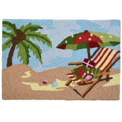 Jellybean 20 W X 30 in. L Multi-color Christmas at the Beach Polyester Accent Rug