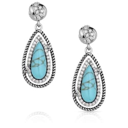 Montana Silversmiths Women's Tied & True Silver/Turquoise Earrings Water Resistant