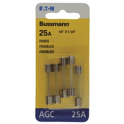 Bussmann 25 amps AGC Clear Glass Tube Fuse 5 pk