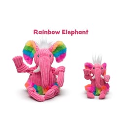 HuggleHounds Knottie Multicolored Plush Rainbow Elephant Squeaky Dog Toy Large 1 pk