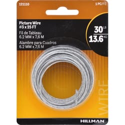 Hillman Galvanized Silver Braided Picture Wire 30 lb 1 pk