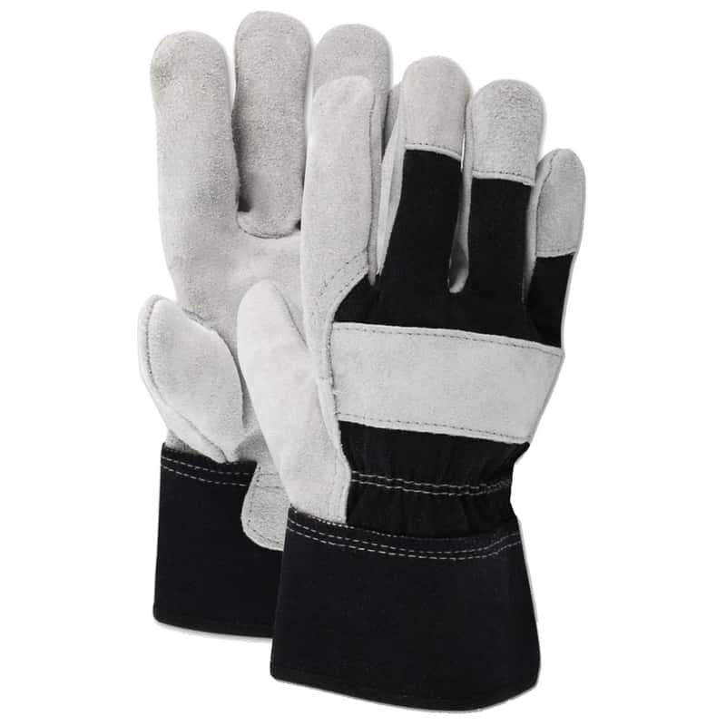Ace Men's Indoor/Outdoor Cotton/Leather Work Gloves Black/Gray XL 1