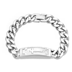 Montana Silversmiths Men's Cross Link Silver Bracelet Stainless Steel Water Resistant