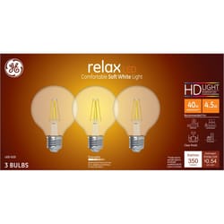 GE Relax G25 E26 (Medium) LED Bulb Soft White 40 Watt Equivalence 3 pk