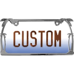Custom Accessories Silver Metal Palm Tree License Plate Frame